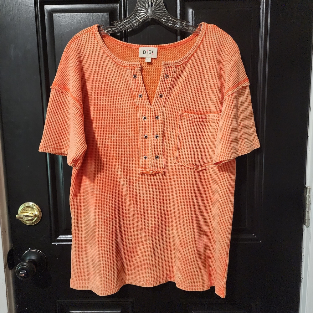 Orange Waffle Knit Top